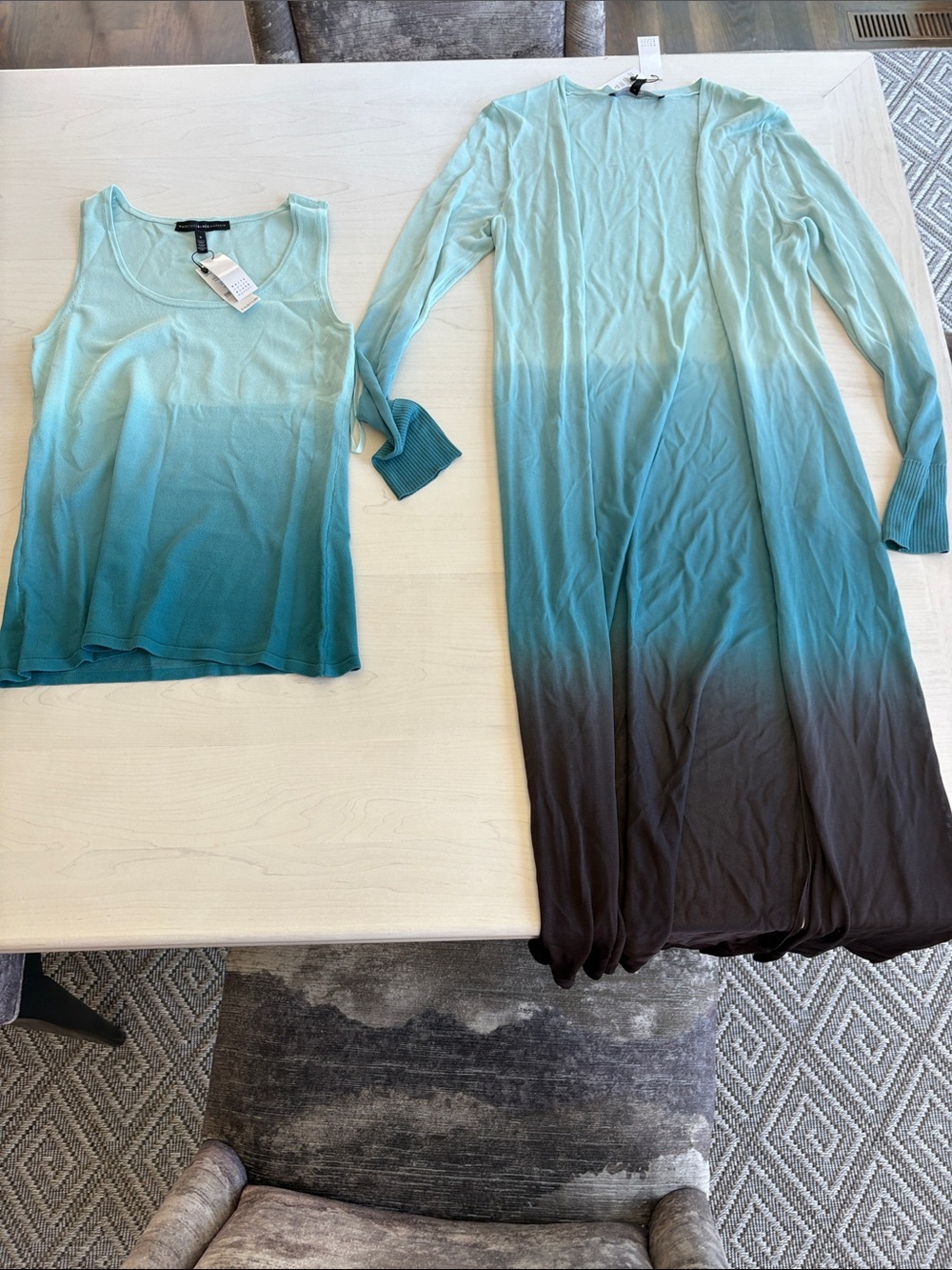 White House Black Market Light Aqua Knit Tank